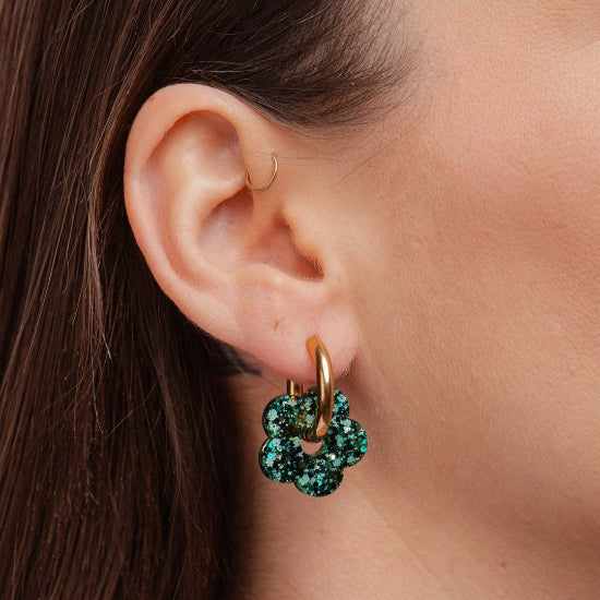 Créoles fleur Mix vert