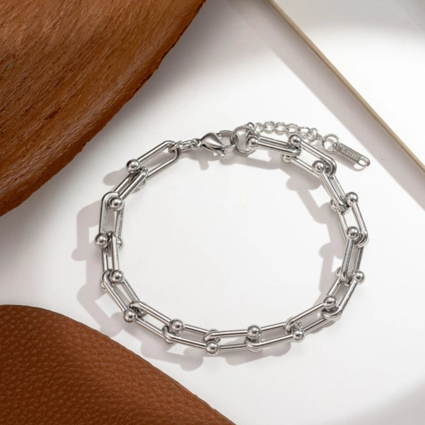 Bracelet maille rectangulaire acier inoxydable Axe