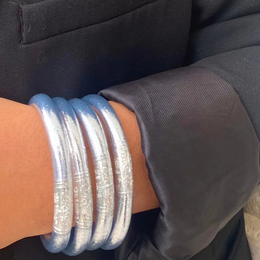 Véritable jonc bouddhiste 8 mm - argenté